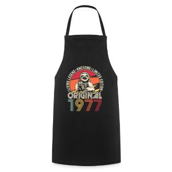 1977 Birthday vintage vintage sloth gift - Cooking Apron - black - Front - AI Model Male 185 dark (185cm)