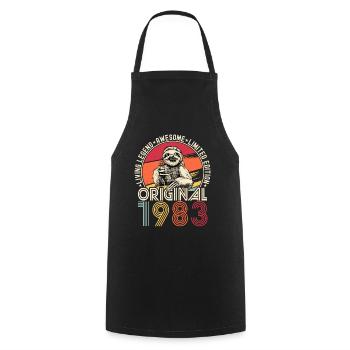 1983 Birthday vintage vintage sloth gift - Cooking Apron - black - Front - AI Model Male 185 dark (185cm)