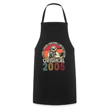 2005 Anniversaire vintage vintage paresseux cadeau - Tablier de cuisine - noir - Devant - AI Model Male 185 dark (185cm)