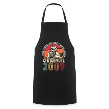 2009 Anniversaire vintage vintage paresseux cadeau - Tablier de cuisine - noir - Devant - AI Model Male 185 dark (185cm)