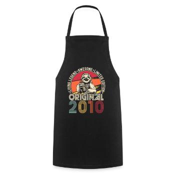 2010 Birthday vintage vintage sloth gift - Cooking Apron - black - Front - AI Model Male 185 dark (185cm)