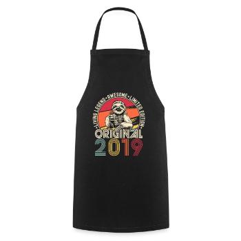 2019 Anniversaire vintage vintage paresseux cadeau - Tablier de cuisine - noir - Devant - AI Model Male 185 dark (185cm)