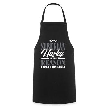 Siberian Husky - Cooking Apron - black - Front - AI Model Male 185 dark (185cm)