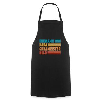 Ehemann Papa Grillmeister Held Vatertag - Kochschürze - Schwarz - Vorne - AI Model Male 185 dark (185cm)