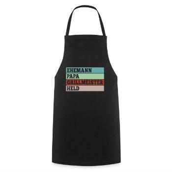 Ehemann Papa Grillmeister Held - Kochschürze - Schwarz - Vorne - AI Model Male 185 dark (185cm)