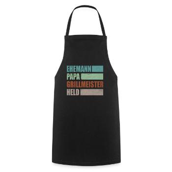Ehemann Papa Grillmeister Held Vatertag - Kochschürze - Schwarz - Vorne - AI Model Male 185 dark (185cm)
