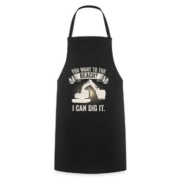 Retro Excavator Slogan Excavator Driver Construction Site - Cooking Apron - black - Front - AI Model Male 185 dark (185cm)