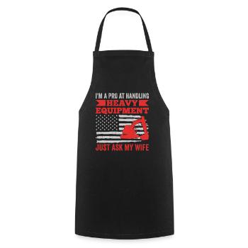 Retro Excavator Slogan Excavator Driver Construction Site - Cooking Apron - black - Front - AI Model Male 185 dark (185cm)