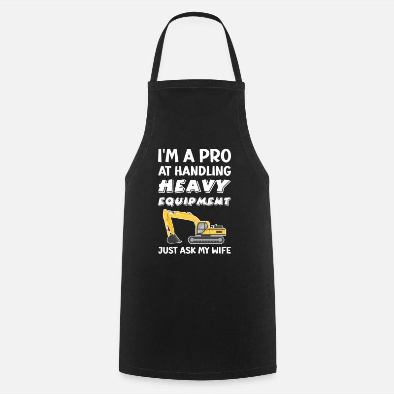 Retro Excavator Slogan Excavator Driver Construction Site - Cooking Apron - black