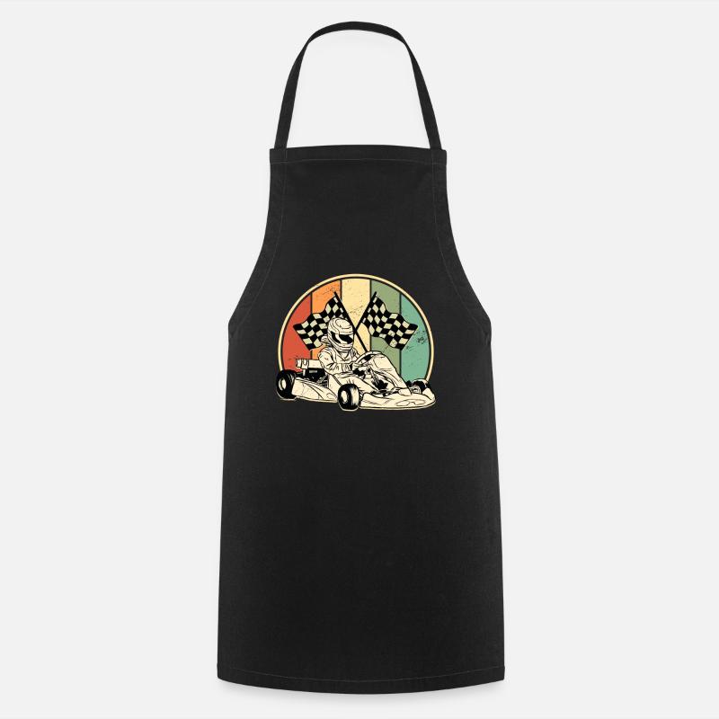 Kart Karting Retro Racing Kart Training Cadeau - Tablier de cuisine - noir