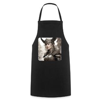 Fantasy Anime Girl Viking Germanic Trigues Middle Ages - Cooking Apron - black - Front - AI Model Male 185 dark (185cm)