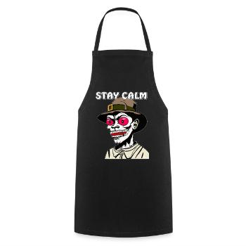 HALLOWEEN RESTEZ CALME - Tablier de cuisine - noir - Devant - AI Model Male 185 dark (185cm)