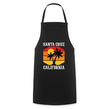 Santa Cruz Californie Coucher de soleil 70s 80s - Tablier de cuisine - noir - Devant - AI Model Male 185 dark (185cm)
