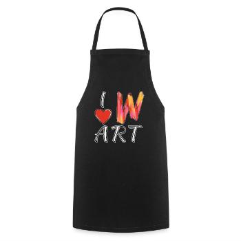 I LOVE ART LETTER W - Cooking Apron - black - Front - AI Model Male 185 dark (185cm)
