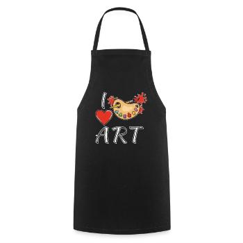 I LOVE ART PAINTING PALETTE - Cooking Apron - black - Front - AI Model Male 185 dark (185cm)