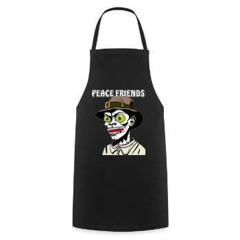 HALLOWEEN PEACE FRIENDS - Cooking Apron - black - Front - AI Model Male 185 dark (185cm)