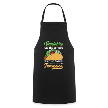 Vegetables Tacos Letters Mexican Food - Cooking Apron - black - Front - AI Model Male 185 dark (185cm)
