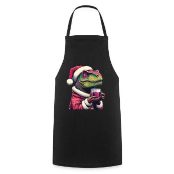 Raptor boit du vin chaud - Tablier de cuisine - noir - Devant - AI Model Male 185 dark (185cm)