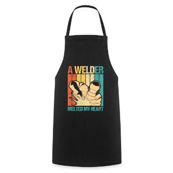 Soudeur a fait fondre mon coeur soudage cadeau - Tablier de cuisine - noir - Devant - AI Model Male 185 dark (185cm)
