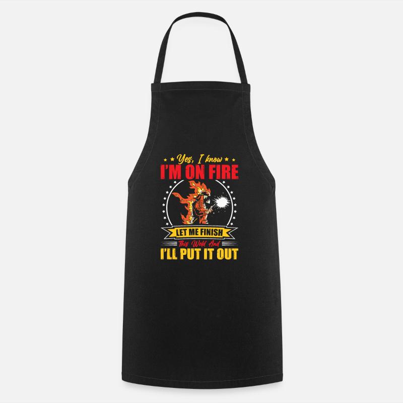 Sur le feu finition soudure soudage cadeau profession - Tablier de cuisine - noir