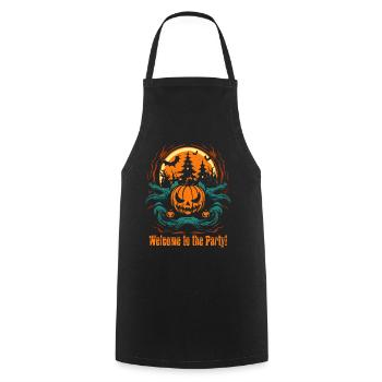 Welcome to the Party: Halloween Pumpkin - Cooking Apron - black - Front - AI Model Male 185 dark (185cm)