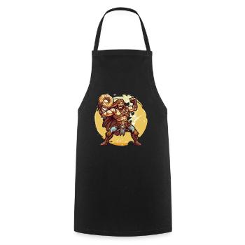 A barbarian with a donut - Cooking Apron - black - Front - AI Model Male 185 dark (185cm)
