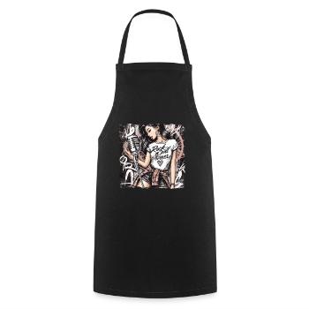 Rock n Roll forever Vintage Girl Rocknroll - Tablier de cuisine - noir - Devant - AI Model Male 185 dark (185cm)