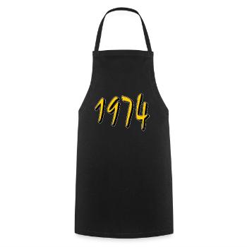 BIRTHDAY YEAR 1974 - Cooking Apron - black - Front - AI Model Male 185 dark (185cm)