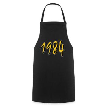 BIRTHDAY YEAR 1984 - Cooking Apron - black - Front - AI Model Male 185 dark (185cm)