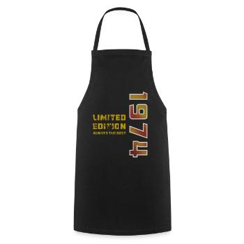 YEAR 1974 - Cooking Apron - black - Front - AI Model Male 185 dark (185cm)
