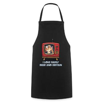 I love babes, beer and the UK - Cooking Apron - black - Front - AI Model Male 185 dark (185cm)