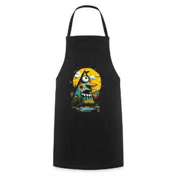 Abstract camping and nature - Cooking Apron - black - Front - AI Model Male 185 dark (185cm)