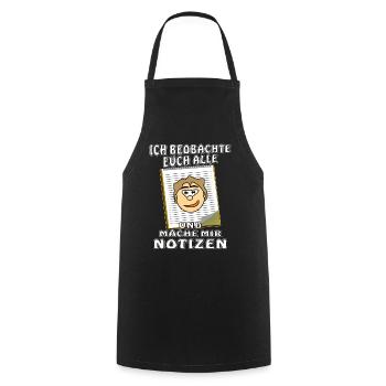 GESICHT NOTIZBLOCK ICH BEOBACHTE EUCH ALLE - Kochschürze - Schwarz - Vorne - AI Model Male 185 dark (185cm)