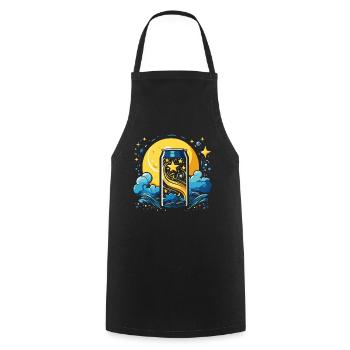 The coolest tin with stars and clouds - Cooking Apron - black - Front - AI Model Male 185 dark (185cm)