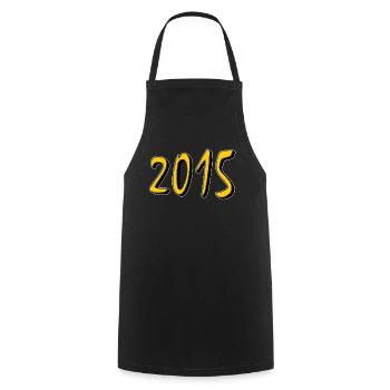 BIRTHDAY YEAR 2015 - Cooking Apron - black - Front - AI Model Male 185 dark (185cm)