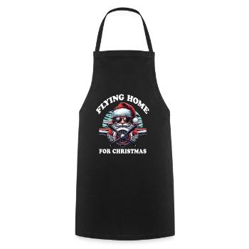 Pilot Santa Flying Home for Christmas Airplane - Cooking Apron - black - Front - AI Model Male 185 dark (185cm)