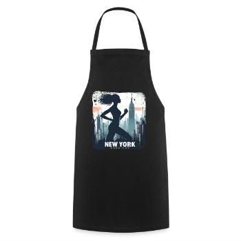 Läuferin Skyline NYC - Kochschürze - Schwarz - Vorne - AI Model Male 185 dark (185cm)