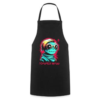 Cartoon Portrait, Totally Crazy Toad - Cooking Apron - black - Front - AI Model Male 185 dark (185cm)