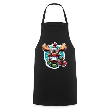 Elch Rentier Weihnachten Glühwein trinken - Kochschürze - Schwarz - Vorne - AI Model Male 185 dark (185cm)