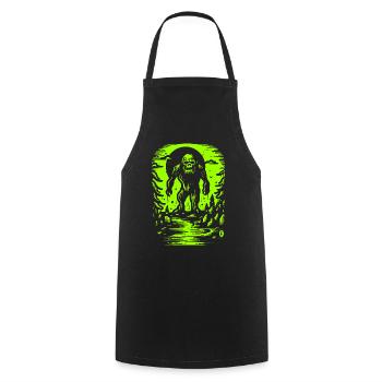 Bigfoot is alive and ain't nice in slime green - Cooking Apron - black - Front - AI Model Male 185 dark (185cm)