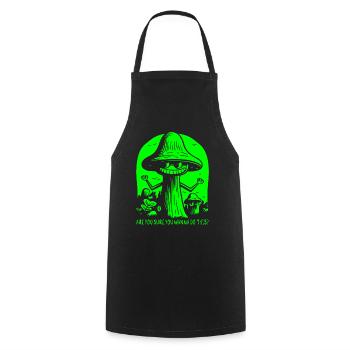 Are you sure? Funny Insecure Cartoon Mushrooms - Cooking Apron - black - Front - AI Model Male 185 dark (185cm)