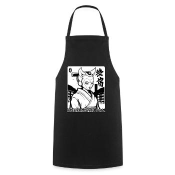 The Kanji Skills of a Fantastic Samurai - Cooking Apron - black - Front - AI Model Male 185 dark (185cm)