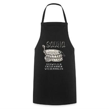 SAUNA SCHWITZEN ENTSPANNEN WIEDERHOLEN - Kochschürze - Schwarz - Vorne - AI Model Male 185 dark (185cm)