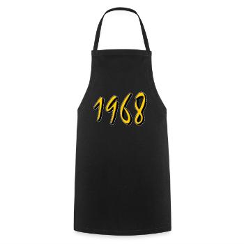 BIRTHDAY YEAR 1968 - Cooking Apron - black - Front - AI Model Male 185 dark (185cm)