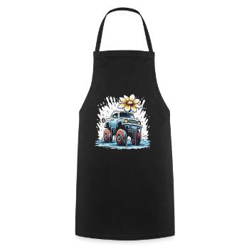 Ein bunter Flower Power Monstertruck - Kochschürze - Schwarz - Vorne - AI Model Male 185 dark (185cm)