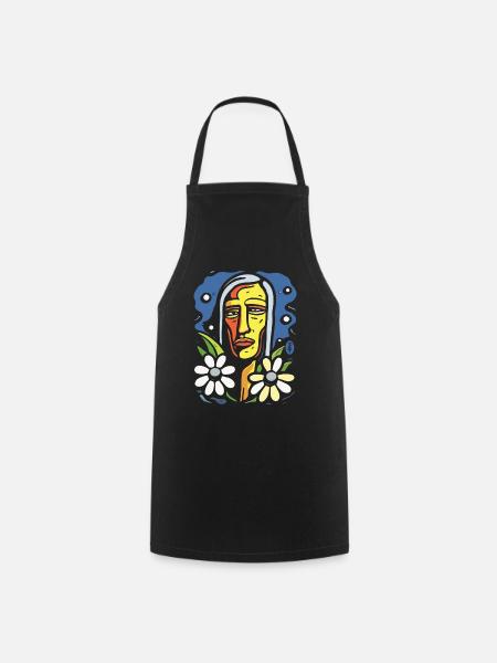 Style d’art moderne : Fleurs colorées Amérindiens - Tablier de cuisine - noir