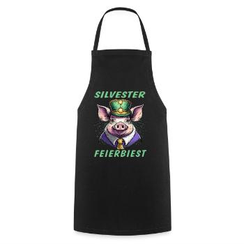 Schwein SILVESTER FEIERBIEST - Kochschürze - Schwarz - Vorne - AI Model Male 185 dark (185cm)