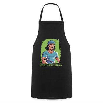 Over 30 and still with mom - Cooking Apron - black - Front - AI Model Male 185 dark (185cm)