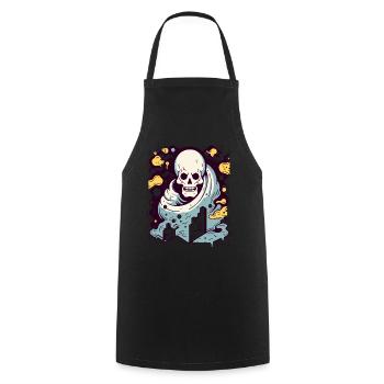 Couleur interactive, crâne industriel moderne - Tablier de cuisine - noir - Devant - AI Model Male 185 dark (185cm)