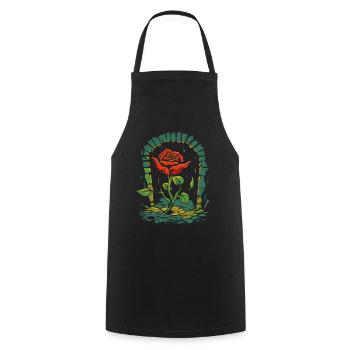 A Dungeon Roses Flower - Cooking Apron - black - Front - AI Model Male 185 dark (185cm)